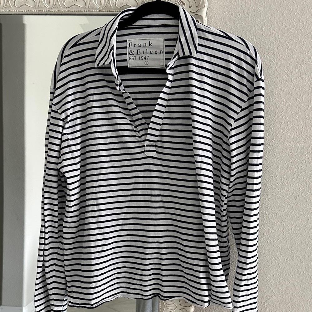 Frank & Eileen Classic Navy and White Striped Shirt